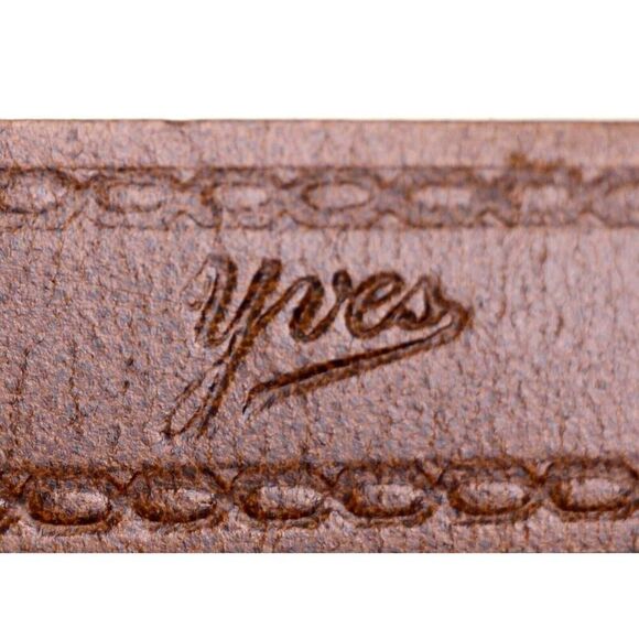 Yves FRANCE TOOLED BROWN GENUINE LEATHER 1 1/8"Wd CASUAL DRESS BELT Sz 42/90(G8 - Picture 9 of 14